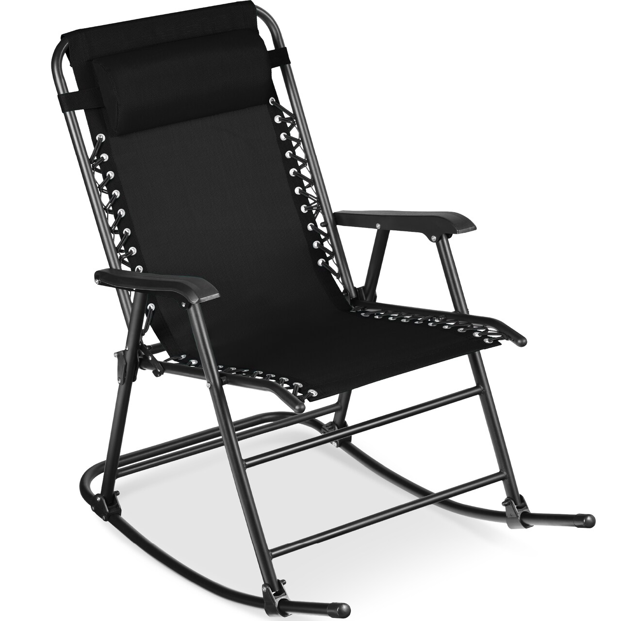 Best Choice Products Folding Outdoor Zero Gravity Rocking Lounge Chair w/ Headrest Pillow